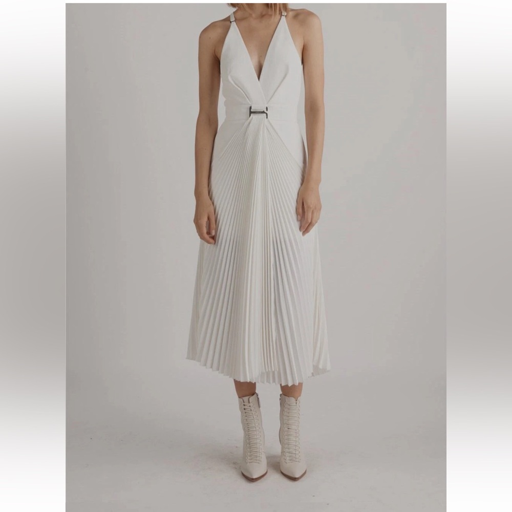 Dion Lee White Pleated Maxi Dress